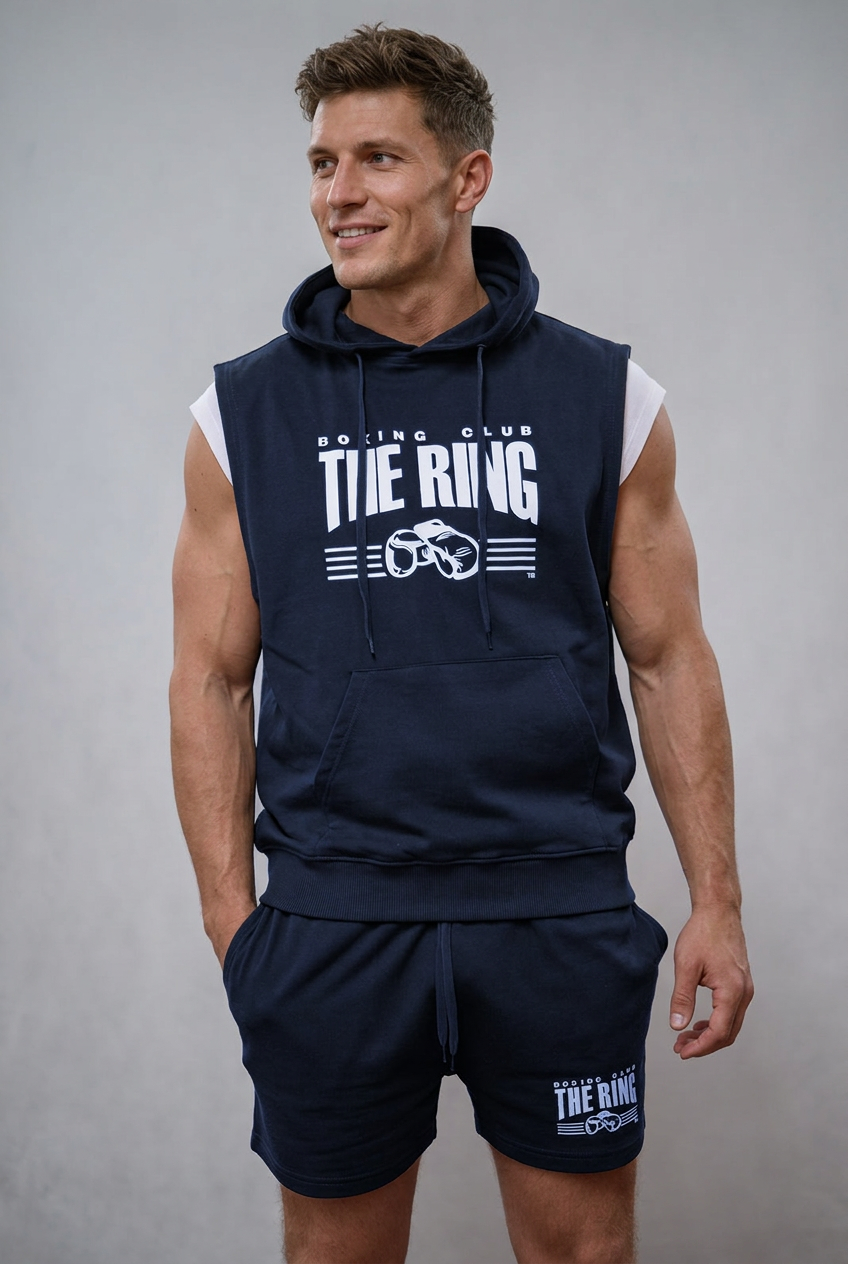 The Ring Hoodie Navy ärmellos