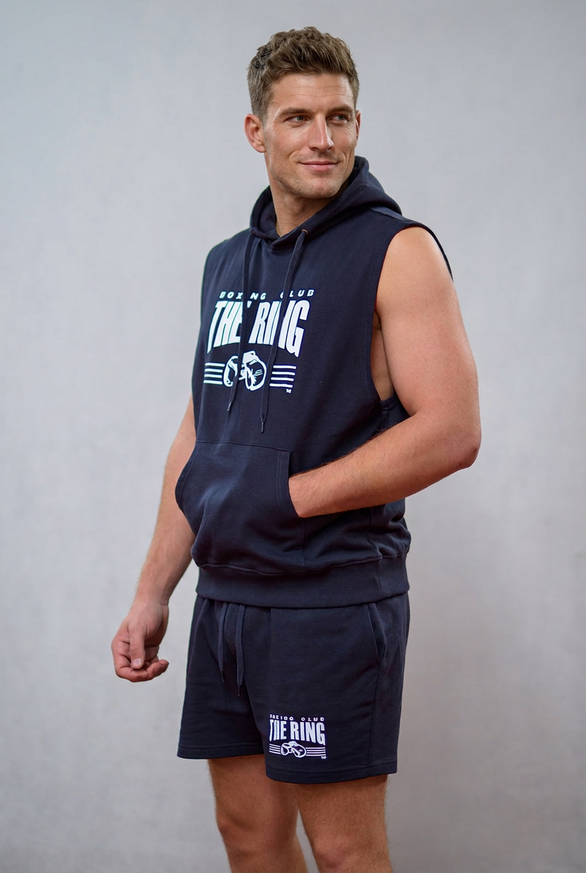The Ring Hoodie Navy ärmellos