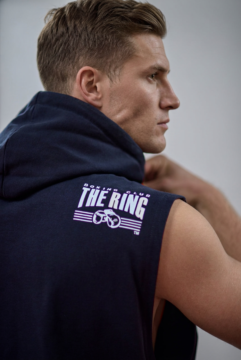 The Ring Hoodie Navy ärmellos