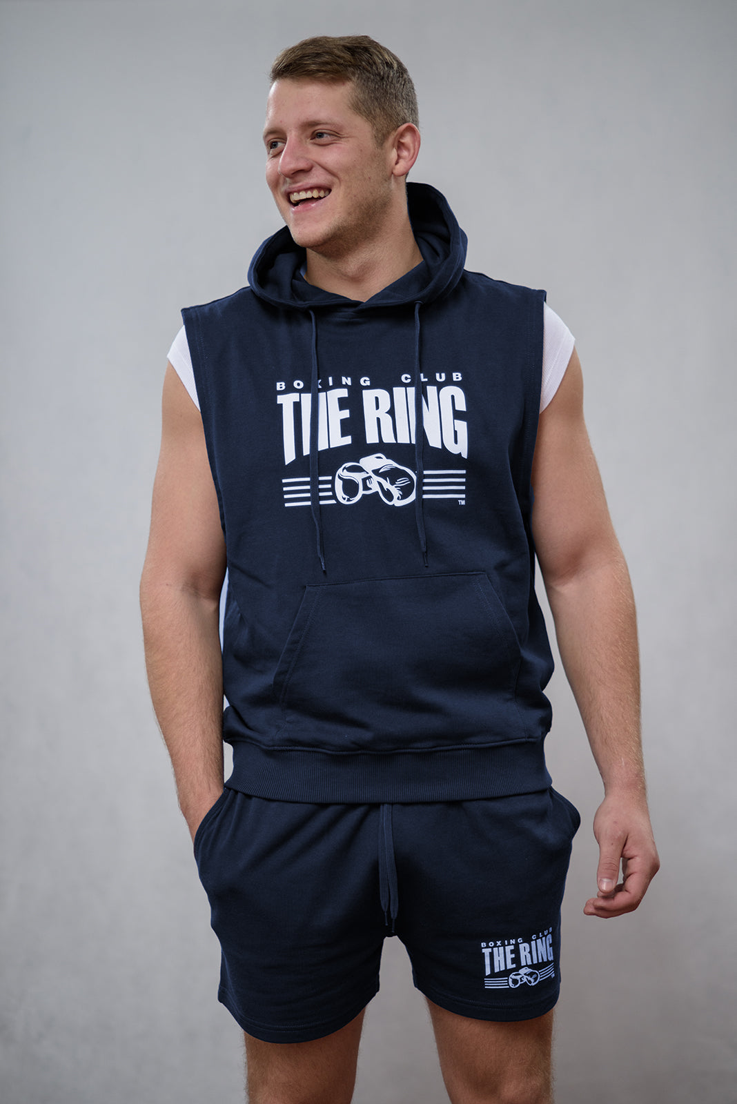 The Ring Hoodie Navy ärmellos
